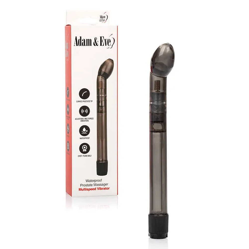 Adam & Eve WATERPROOF PROSTATE MASSAGER - Black 17.8 cm (7) Vibrating Prostate Massager-4386 0000
