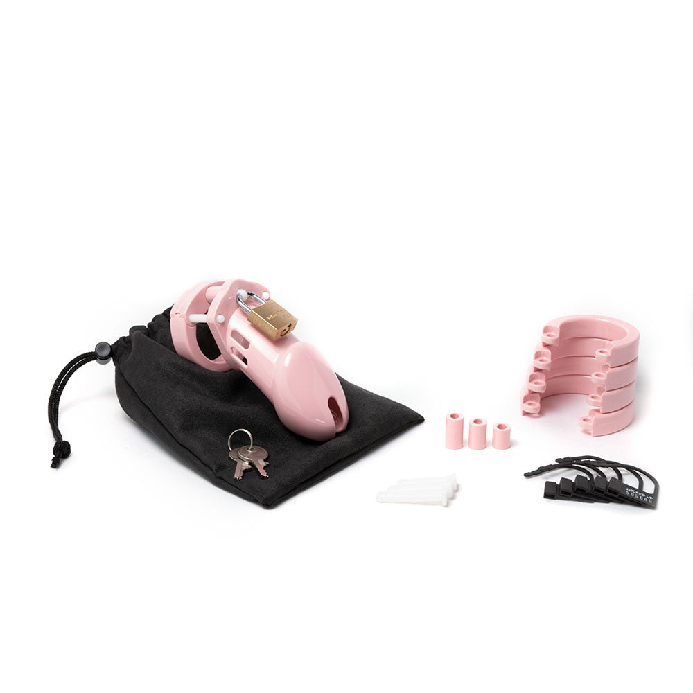 CB-6000 Chastity Cock Cage Kit - Pink-(6000pnk)
