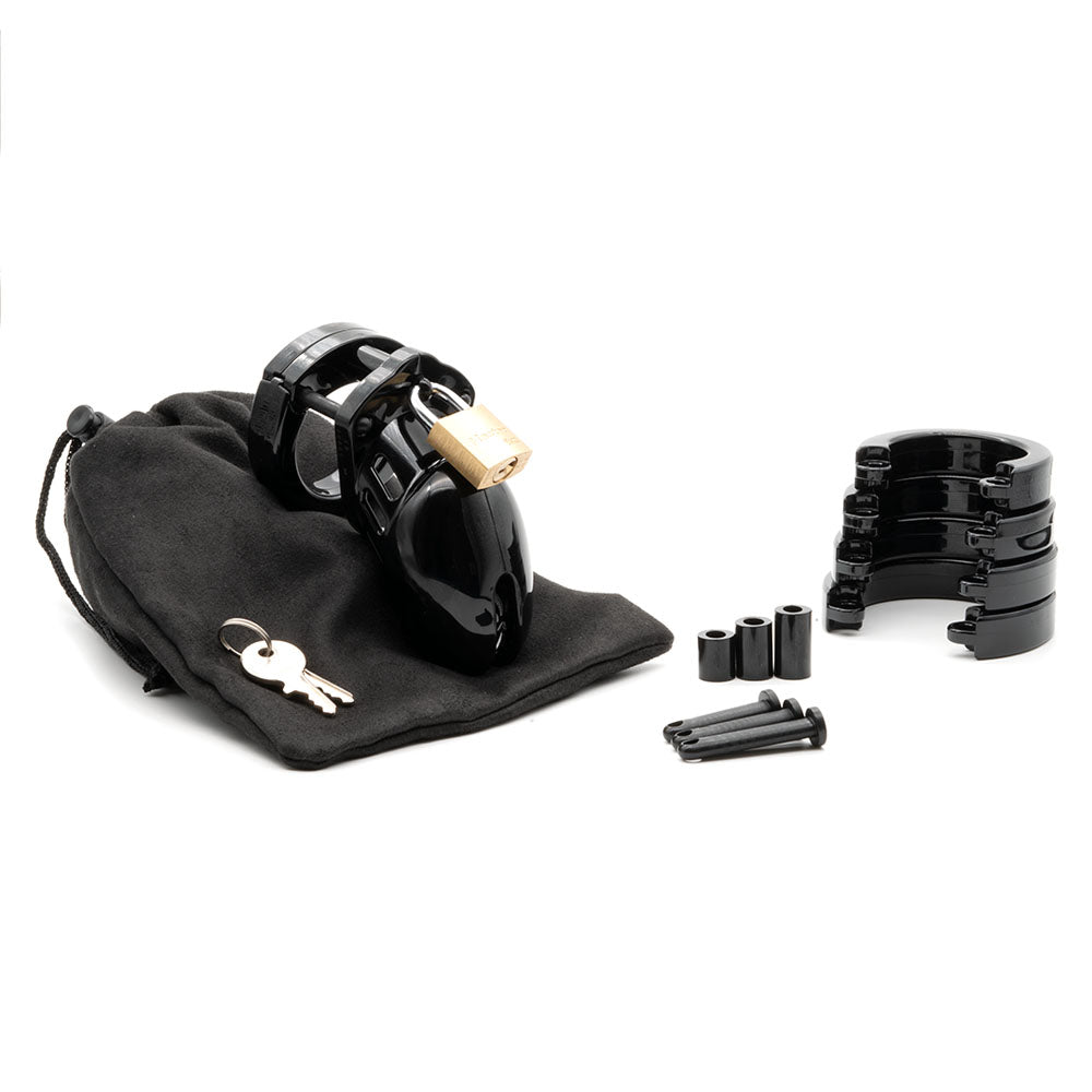 CB-6000S Chastity Cock Cage Kit - Black - Black 2.5 Inch Cock Cage Kit-6000SBLK