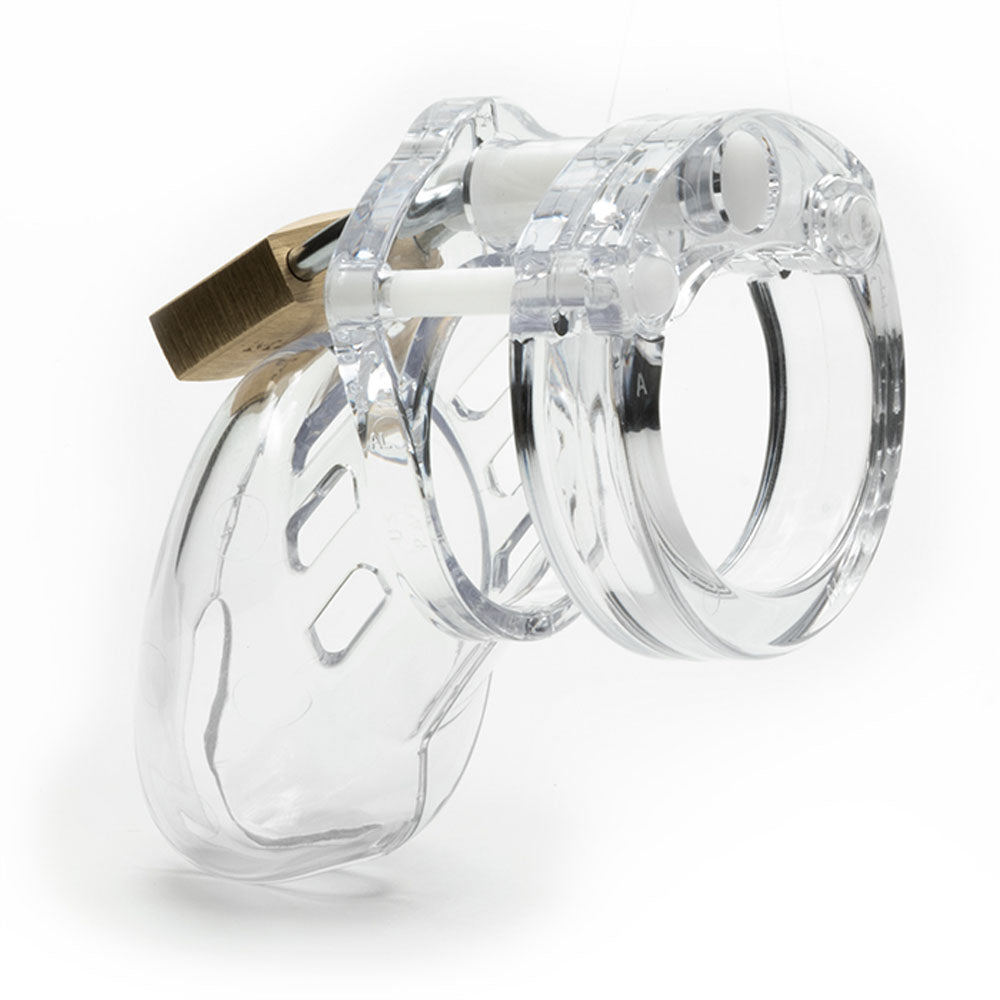 CB-6000S Chastity Cock Cage Kit - Clear - Clear 2.5 Inch Cock Cage Kit-6000SCLR