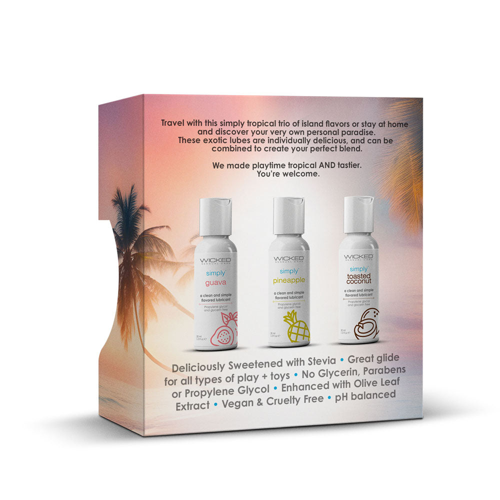 Wicked Simply Tropical Trio - Flavoured Water Based Lubricants - Set of 3 x 30 ml Bottles