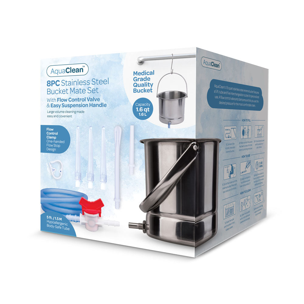 AquaClean 8PC Stainless Steel Bucket Mate Set - Cleansing Kit - 8 Piece Set - AC116