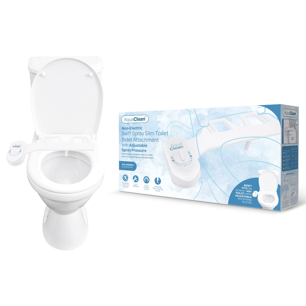 AquaClean Swift Spray Slim Toilet Bidet Attachment - White Non-Electric Bidet Attachment - AC117