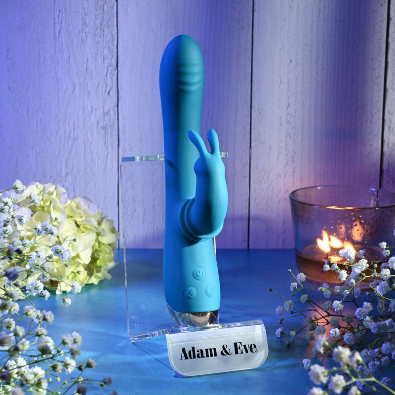 Adam & Eve SHIMMY & SHAKE VELVET RABBIT - Blue 22.4 cm USB Rechargeable Rabbit Vibrator-AE-BL-0013-2