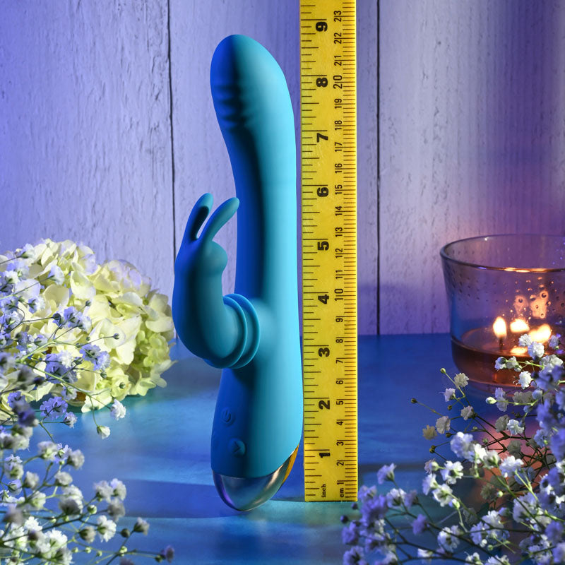 Adam & Eve SHIMMY & SHAKE VELVET RABBIT - Blue 22.4 cm USB Rechargeable Rabbit Vibrator-AE-BL-0013-2