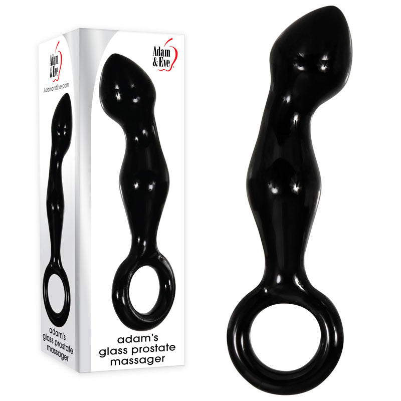 Adam & Eve ADAMS GLASS PROSTATE MASSAGER - Black Glass 16.6 cm Prostate Massager-AE-WF-9307-2