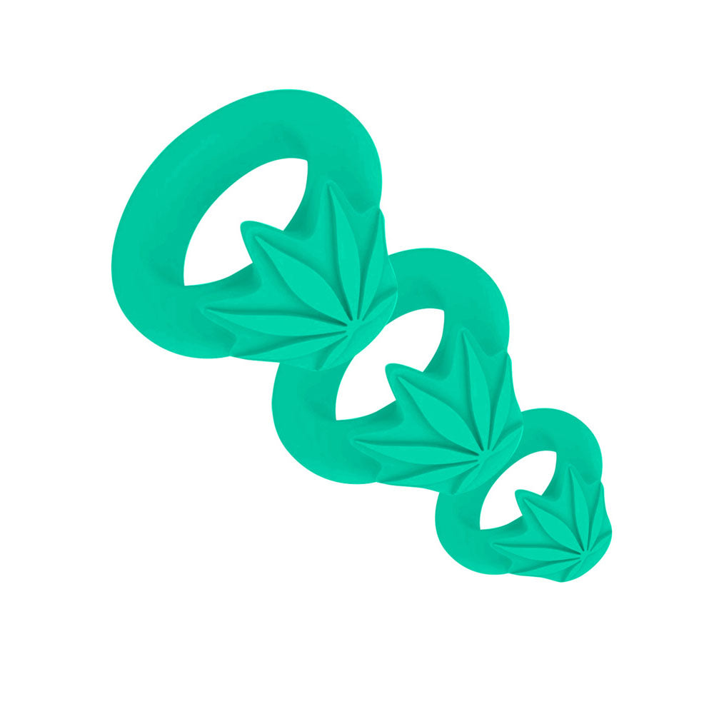 Maia HAZEY - Green Pot Leaf Cock Rings - Set of 3-AF-008