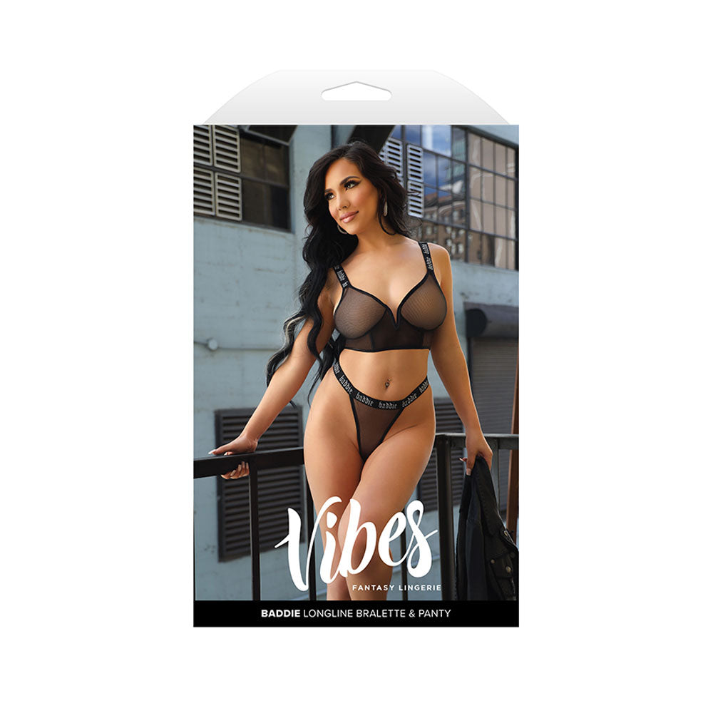 VIBES BADDIE Longline Bralette & Panty - M/L-(af982-ml-b)