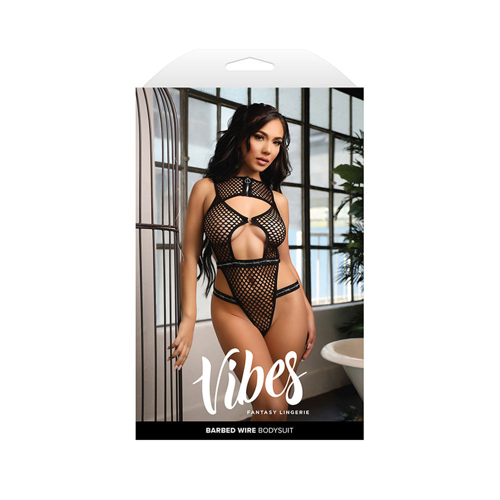 VIBES BARBED WIRE Net Bodysuit - S/M-(af989-sm-b)