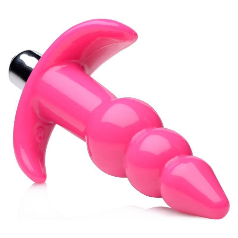 Frisky Ribbed Vibrating Butt Plug - Pink 10.9 cm Vibrating Butt Plug-AG295-PINK