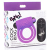Bang! Silicone Cock Ring & Bullet - Purple USB Rechargeable Vibrating Cock Ring with Wireless Remote-AG572-PURPLE