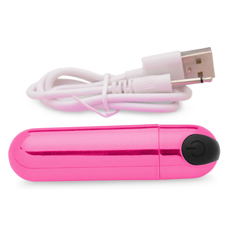 Bang! 10X Vibrating Metallic Bullet - Pink USB Rechargeable Bullet-AG656-PINK