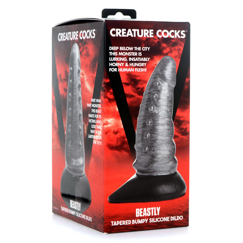 Creature Cocks Beastly Tapered Bumpy Silicone Dildo - Silver 21 cm Bumpy Dildo-AG878