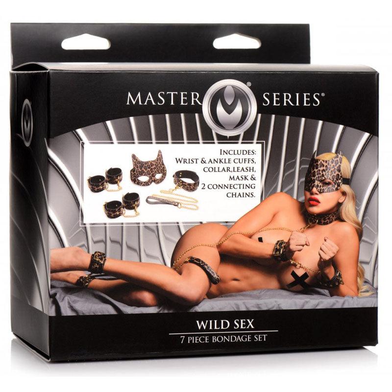 Master Series Wild Sex - Leopard Coloured 7 Piece Bondage Set-AG956