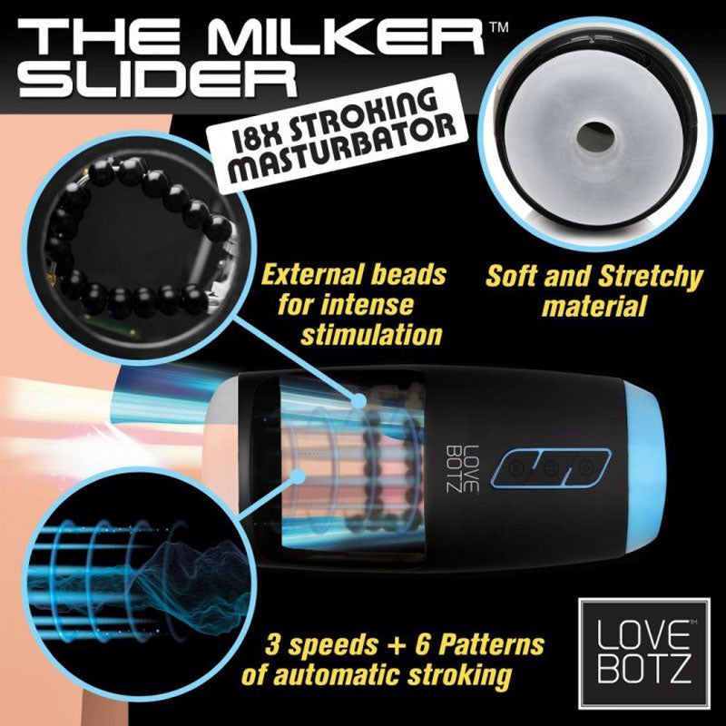 LoveBotz The Milker Slider 18X Stroking Masturbator - USB Rechargeable Stroking Masturbator-AH090