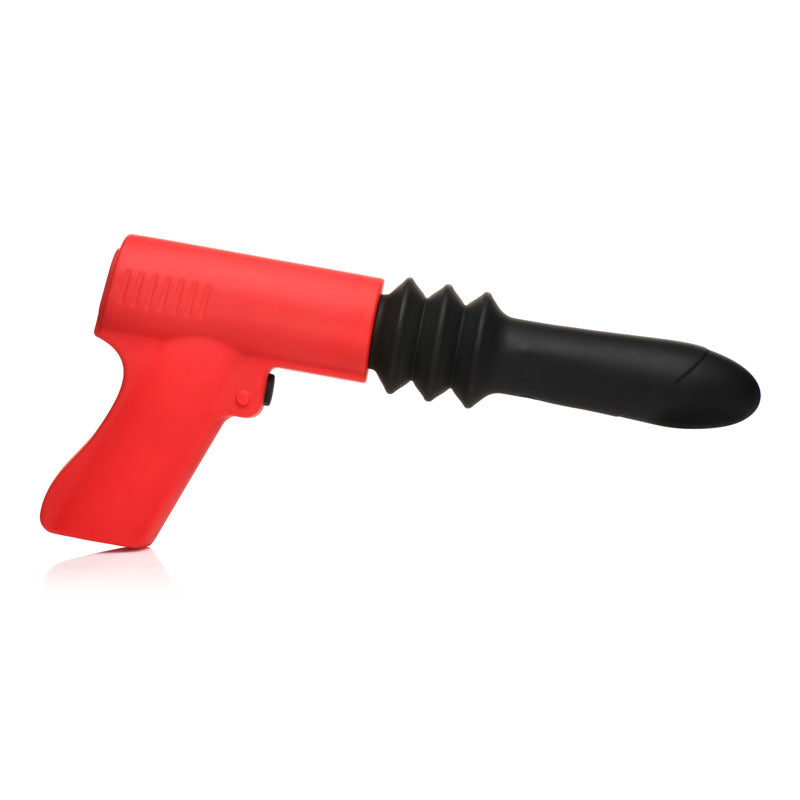 Master Series Pistol Pounder Thrusting Vibrator - Black/Red Thrusting Vibrator with Gun Handle-AH093