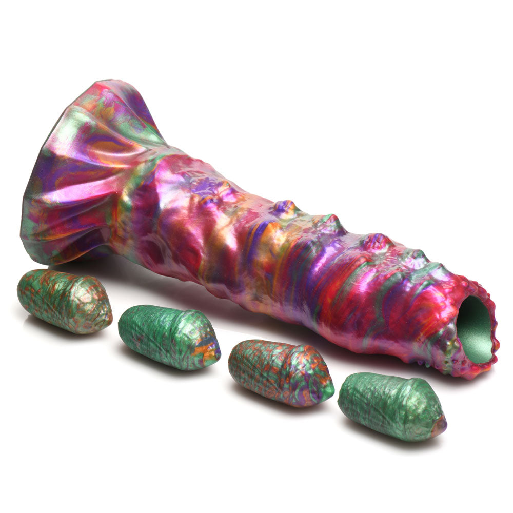 Creature Cocks Larva Silicone Dildo - Coloured 22.9 cm Fantasy Dildo with Eggs-AH195