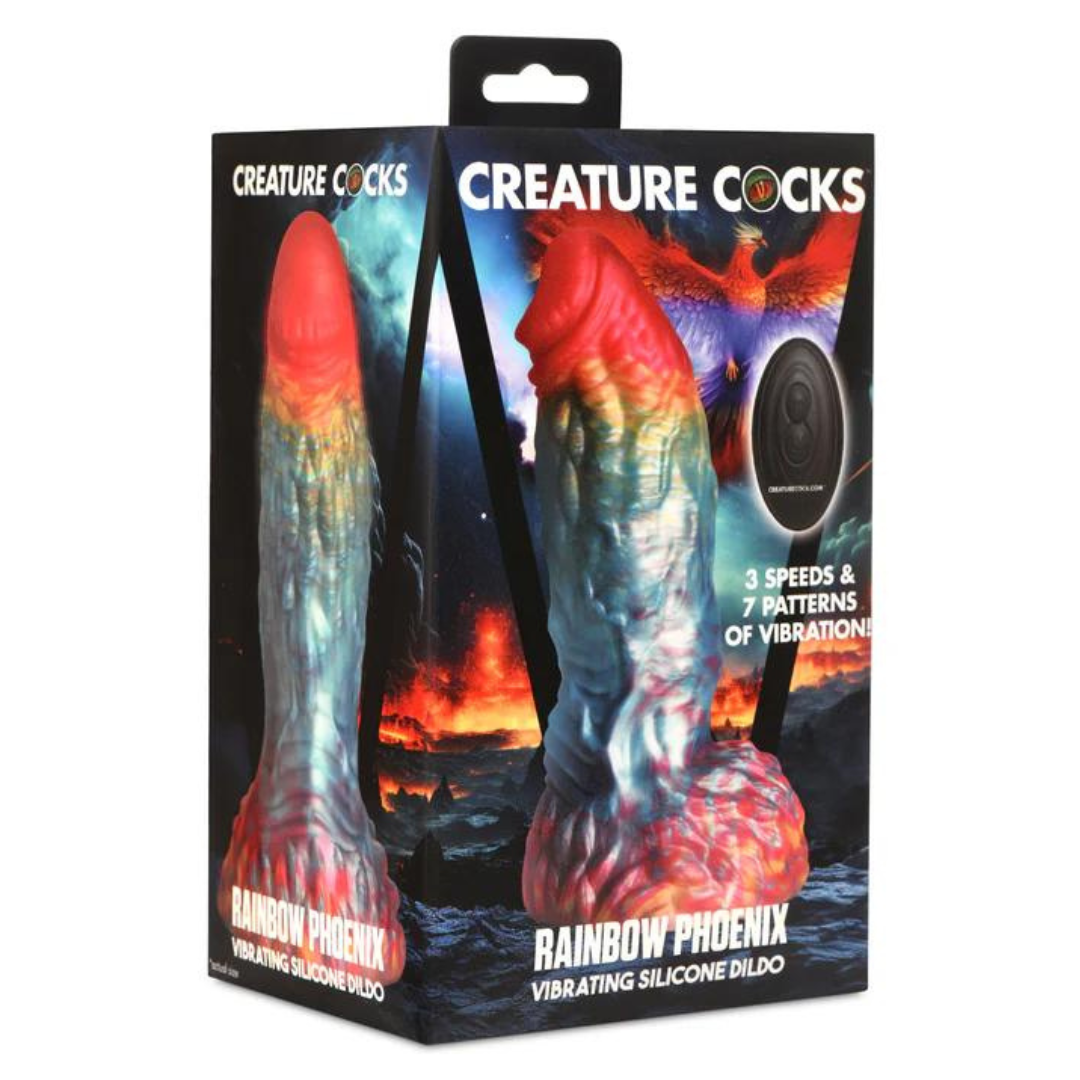 Creature Cock RAINBOW PHOENIX - 10X VIBRATING SILICONE DILDO