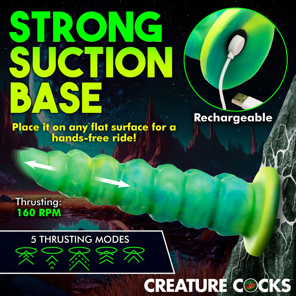 Creature Cocks Squirmer - Green 22.3 cm USB Rechargeable Thrusting Fantasy Dildo