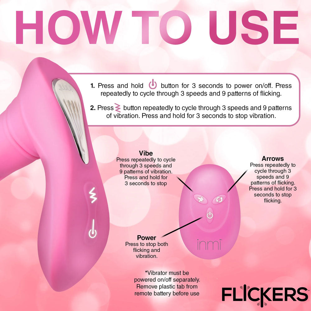 Inmi Flickers G-Flick Flicking G-Spot Vibrator - Pink 15 cm USB Rechargeable Flicking Vibrator with Remote