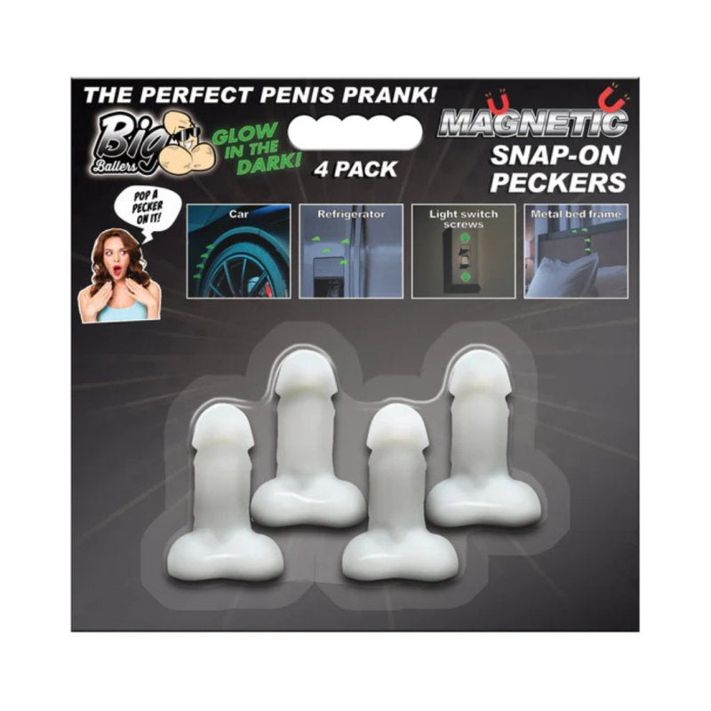 Big Ballers Glow-in-the-Dark Magnetic Snap-On Peckers - 4 Pack-AH497