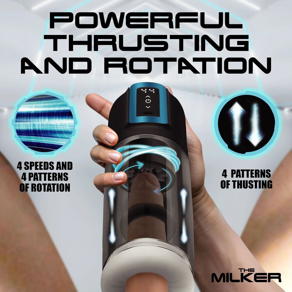 LoveBotz The Milker Roto-Stroke - USB Rechargeable Thrusting & Rotating Male Masturbator-AH533