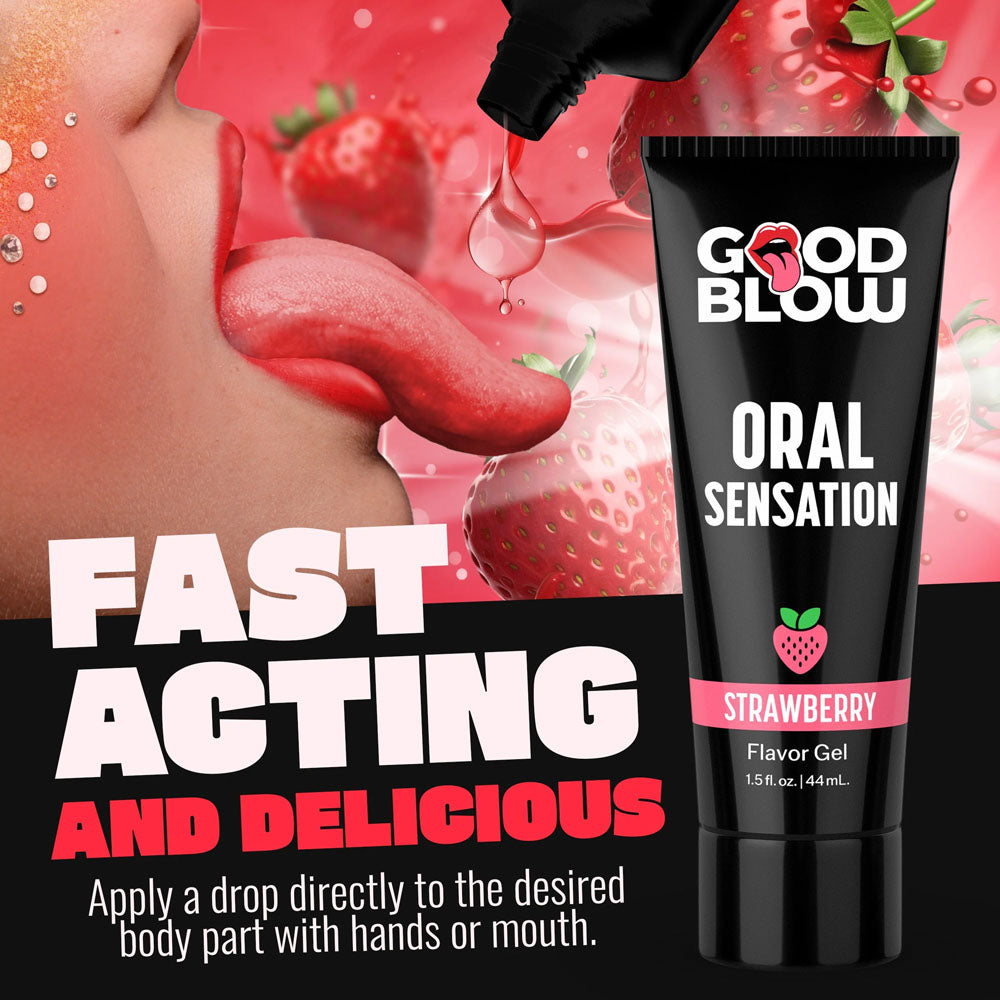 Good Blow Oral Sensation Gel - Strawberry - Strawberry Flavoured Oral Sex Gel - 44 ml Tube-AH590-STRAW