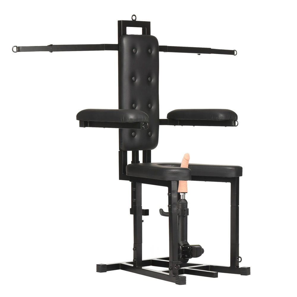 Master Series Enforcer Chair with Sex Machine - Deluxe Restraint Chair with Mains Powered Sex Machine-AH645