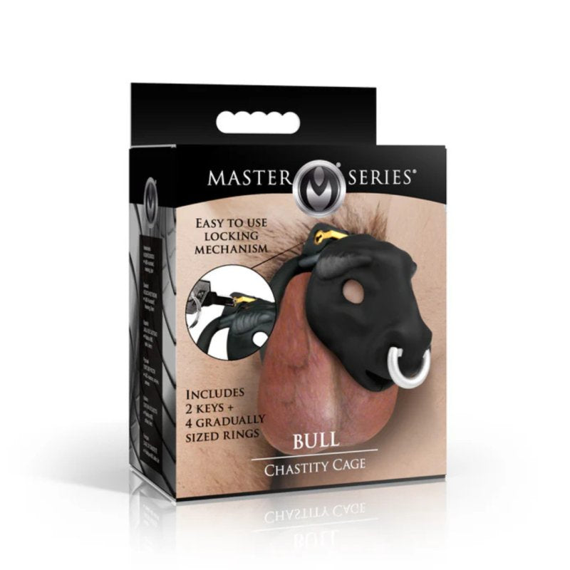 Master Series Bull Chastity Cage - Black-AH664-Black