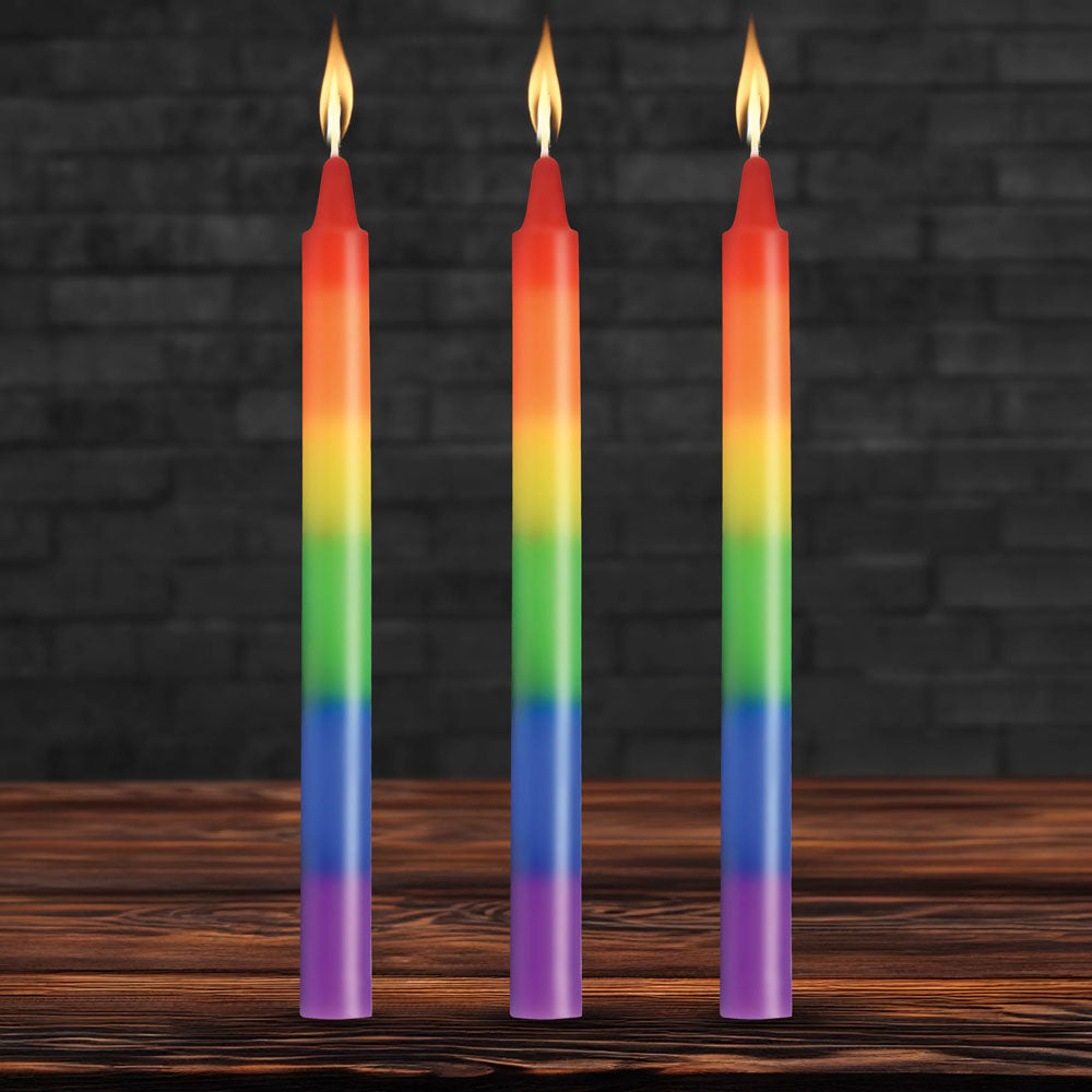 Master Series Pride Candles - Rainbow Drip Candles - Set of 3-AH696
