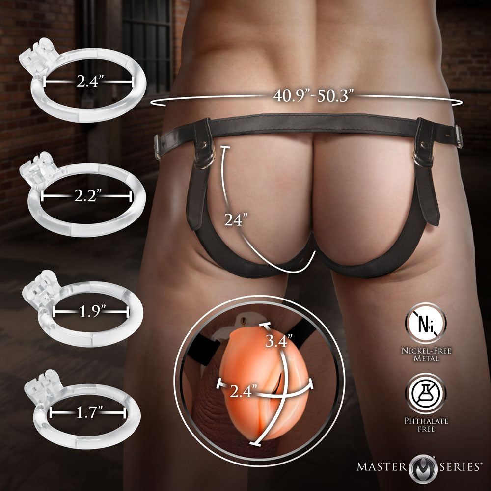 Master Series Pussy Chastity Cage - Light - Flesh Chastity Cage Set - AH712-LIGHT