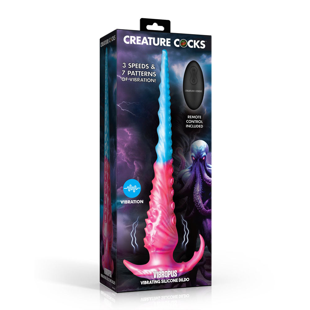 Creature Cocks Vibropus - Blue/Pink 34.3 cm USB Rechargeable Vibrating Tentacle Dildo with Wireless Remote - AH751