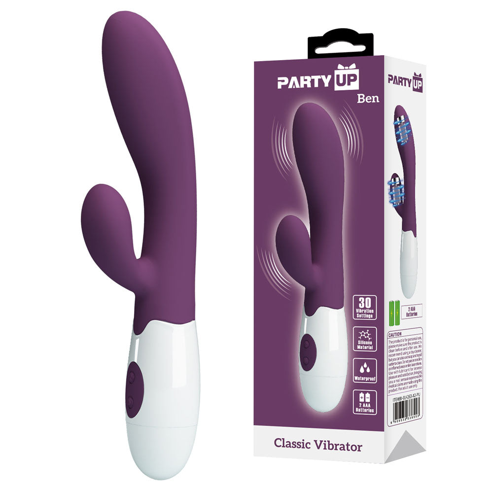 Party Up BEN Classic Vibe - Purple - Purple 20 cm Rabbit Vibrator-BI-014263-A2-PU