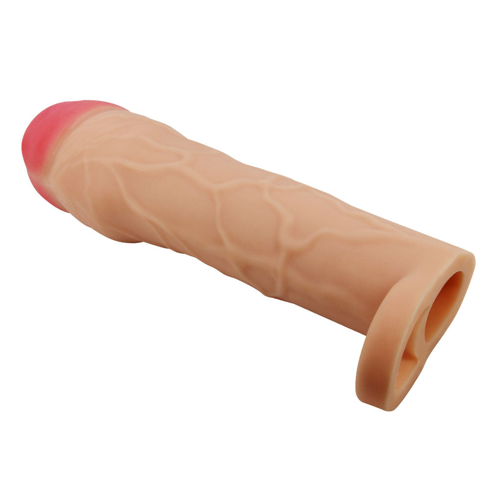 Party Up PATRICK 2 Inch Extender Sleeve - Flesh 2 Inch Penis Extender Sleeve with Ball Strap-BI-026255-PU