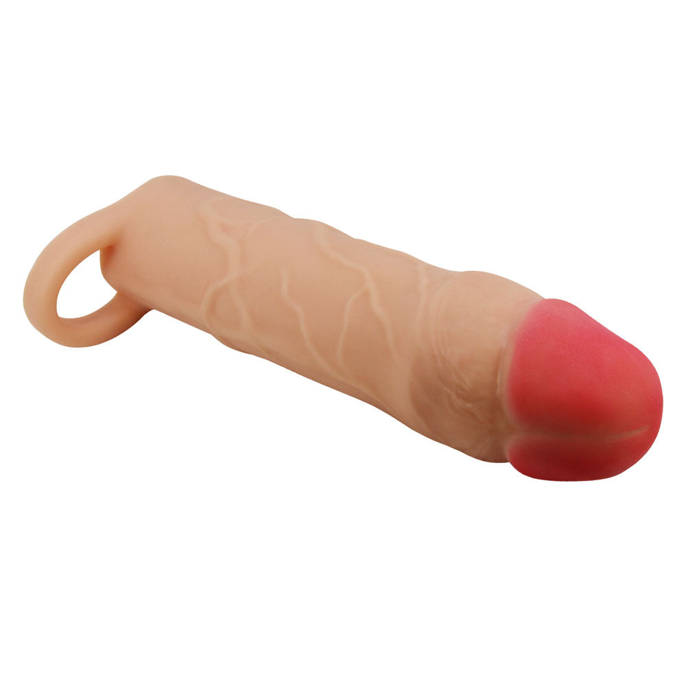 Party Up PATRICK 2 Inch Extender Sleeve - Flesh 2 Inch Penis Extender Sleeve with Ball Strap-BI-026255-PU