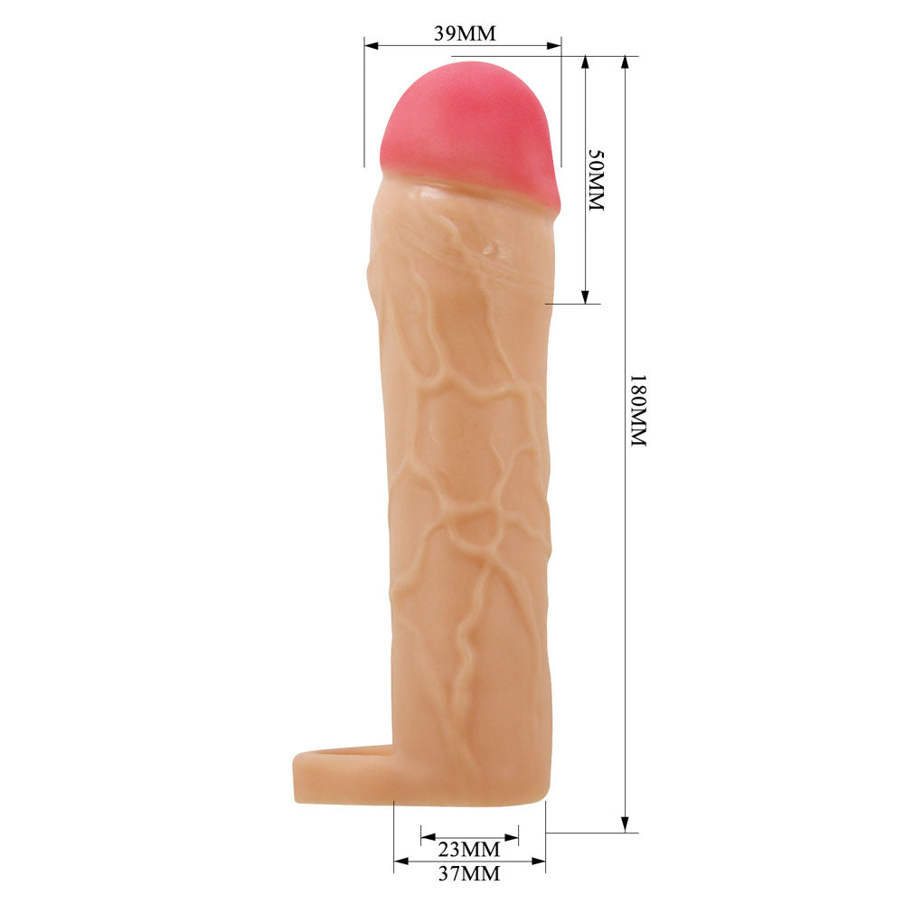 Party Up PATRICK 2 Inch Extender Sleeve - Flesh 2 Inch Penis Extender Sleeve with Ball Strap-BI-026255-PU