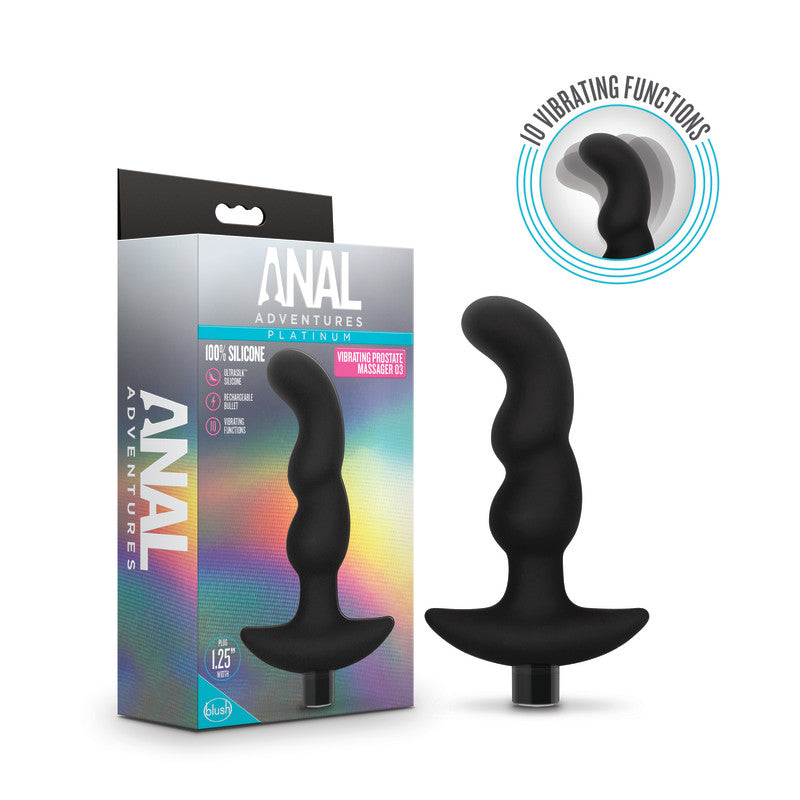 Anal Adventures Platinum Vibrating Prostate Massager 03 - Black USB Rechargeable 15.2 cm Prostate Massager-BL-11635