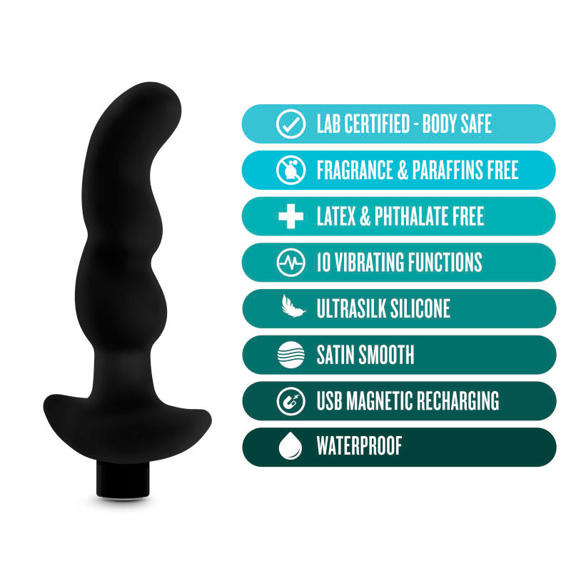 Anal Adventures Platinum Vibrating Prostate Massager 03 - Black USB Rechargeable 15.2 cm Prostate Massager-BL-11635