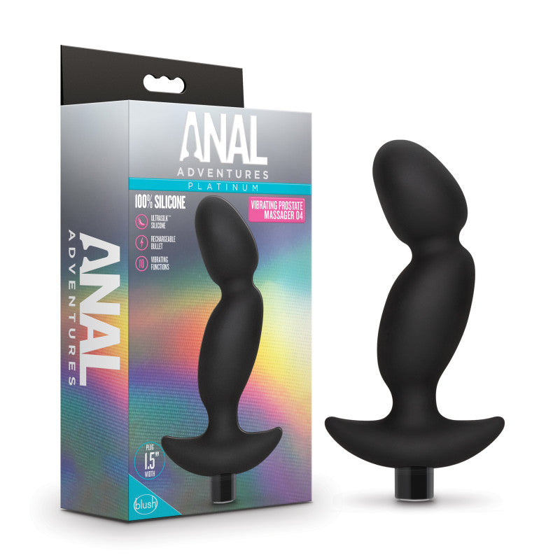 Anal Adventures Platinum Vibrating Prostate Massager 04 - Black 16.5 cm USB Rechargeable Prostate Massager-BL-11645