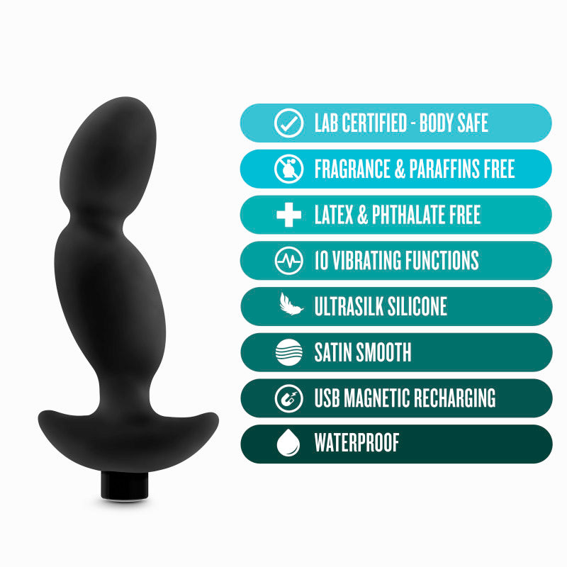 Anal Adventures Platinum Vibrating Prostate Massager 04 - Black 16.5 cm USB Rechargeable Prostate Massager-BL-11645