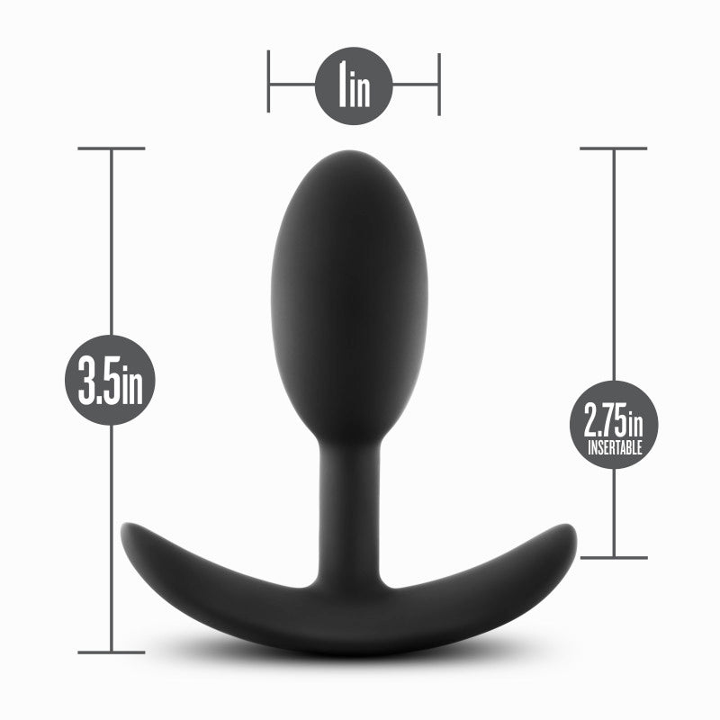 Anal Adventures Platinum Vibra Slim Plug - Black 8.9 cm Small Butt Plug with Internal Ball-BL-11845