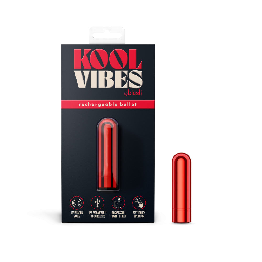 Kool Vibes - Rechargeable Mini Bullet - Cherry - Red 6.4 cm USB Rechargeable Bullet-BL-14308