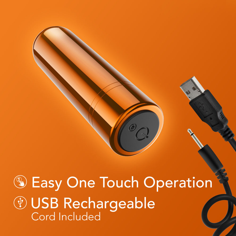 Kool Vibes - Rechargeable Mini Bullet - Tangerine - Orange 6.4 cm USB Rechargeable Bullet-BL-14319