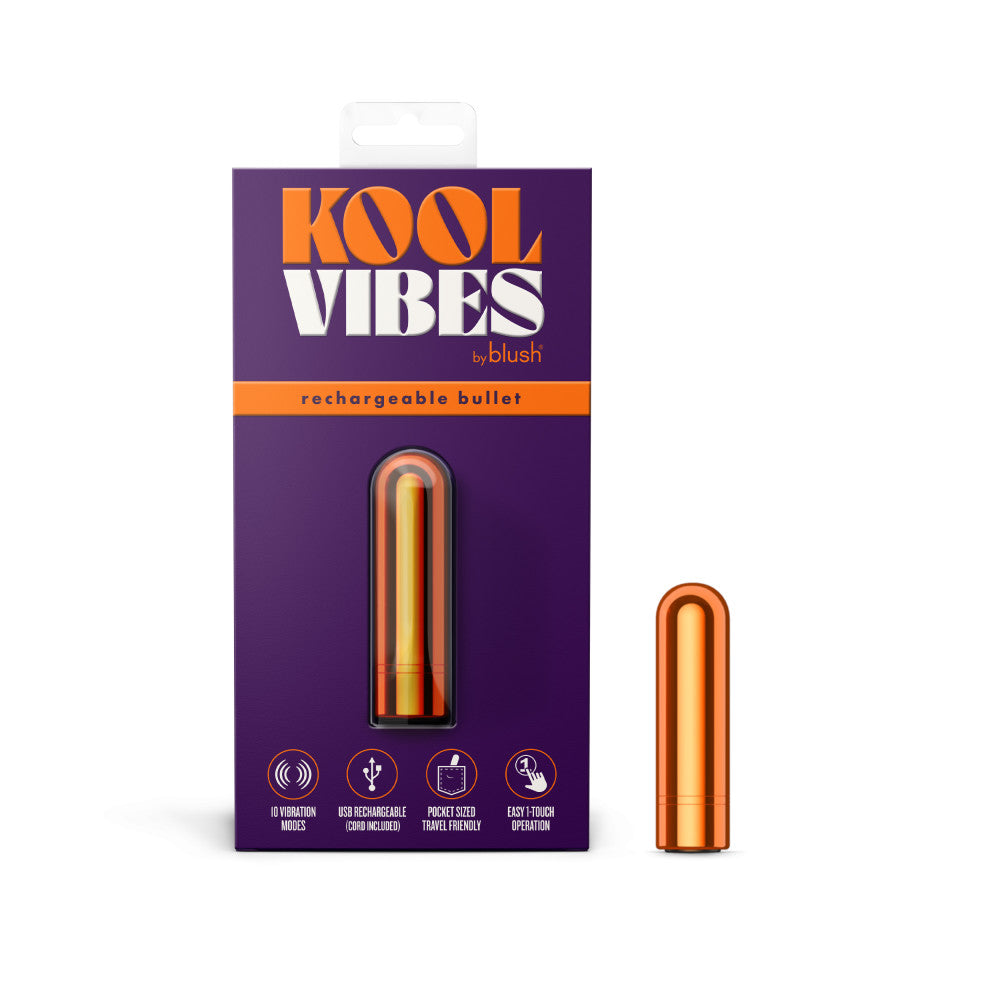 Kool Vibes - Rechargeable Mini Bullet - Tangerine - Orange 6.4 cm USB Rechargeable Bullet-BL-14319