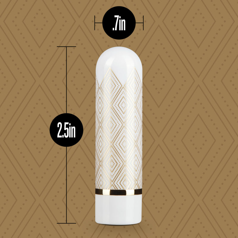 The Collection Glitzy Deco - White/Gold 6.4 cm (2.5) USB Rechargeable Bullet-BL-14344