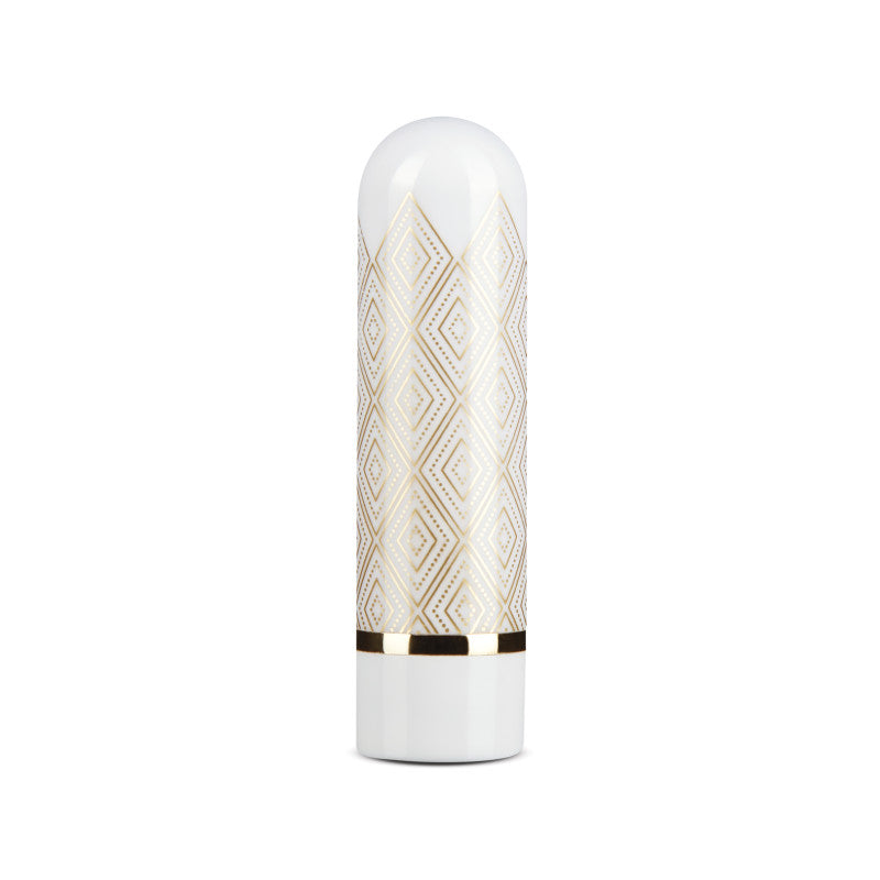 The Collection Glitzy Deco - White/Gold 6.4 cm (2.5) USB Rechargeable Bullet-BL-14344