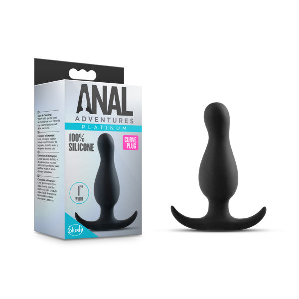 Anal Adventures Platinum Curve Plug - Black 8.9 cm Silicone Butt Plug-BL-18505