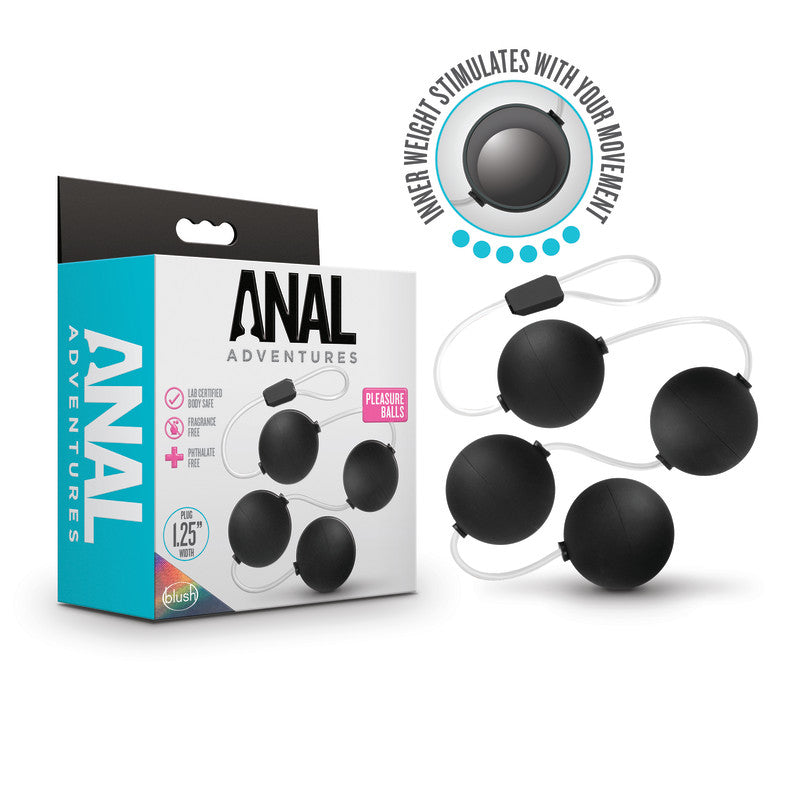 Anal Adventures Pleasure Balls - Black - Black 38 cm Anal Balls-BL-23765