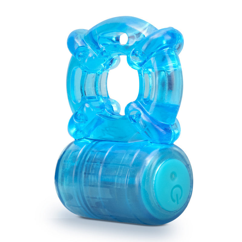 Stay Hard Rechargeable 5 Function Cock Ring - Blue USB Rechargeable Vibrating Cock Ring-BL-31902