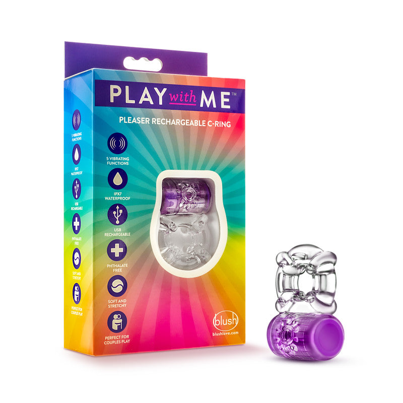 Play With Me Pleaser Rechargeable C-Ring - Purple - Purple USB Rechargeable Cock Ring-BL-31911